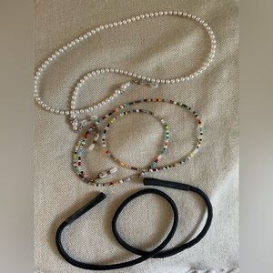 Total of 3 - “Pearl”, Beaded & Strap Eyeglass Chain Lanyards